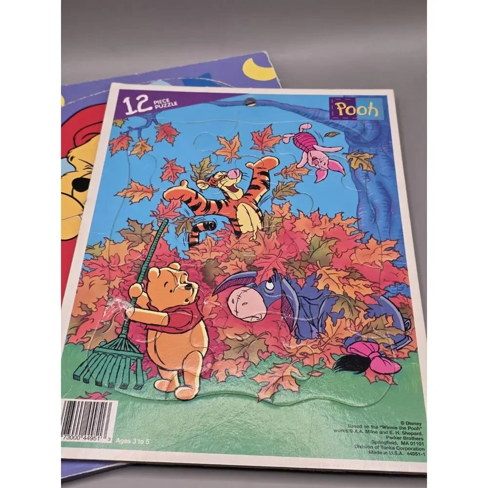 Vintage Disney Winnie the Pooh Frame Tray Puzzles Lot of 3 Parker Brothers 12pc
